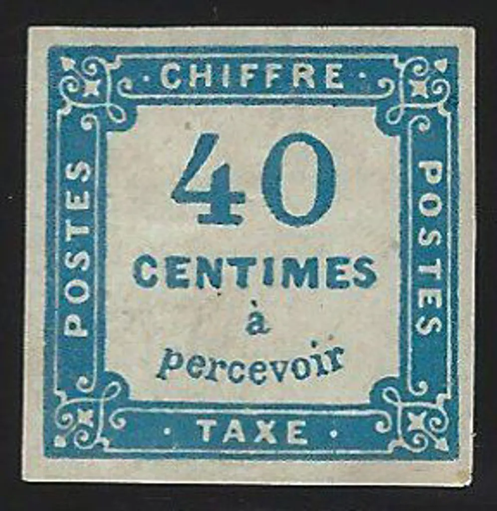 France 1871/78 40¢ blue imperf Postage Due. MH, ... Image 1++