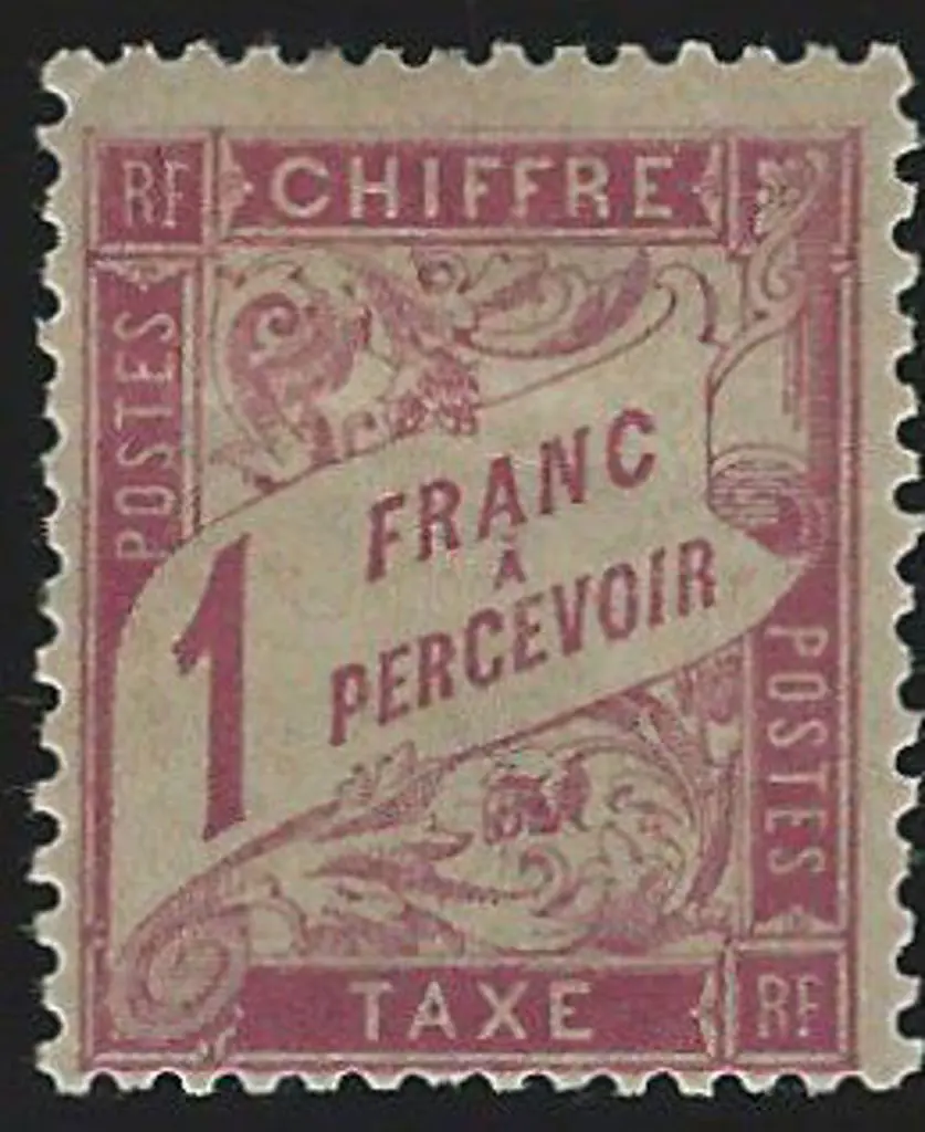 France 1893/1941 1f rose in straw Postage Due. MLH ... Image 1++