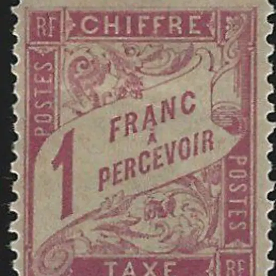 France 1893/1941 1f rose in straw Postage Due. MLH ...
