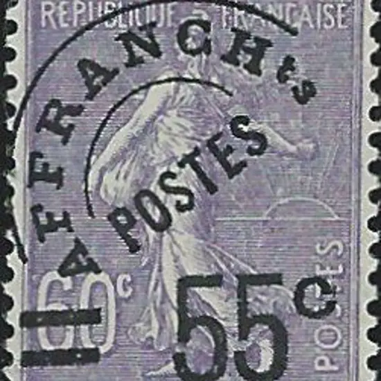 France 1926/27 55¢ on 60¢ violet pre-cancel. Fresh ...