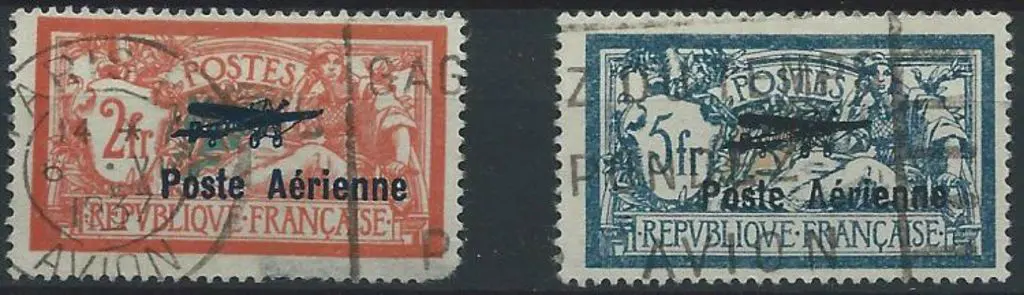 France 1927 2f & 5f "Poste Aerienne". Used with ... Image 1++