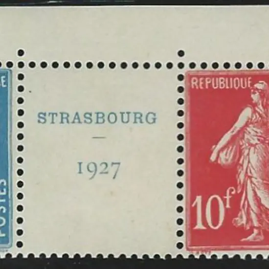 France 1927 Strasbourg Exhibition 5f & 10f gutter ...
