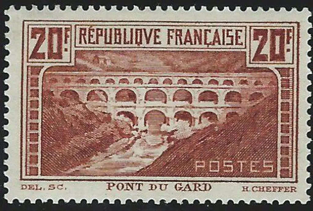 France 1929/33 20f Pont da Gard perf. 13½. MLH, ... Image 1++