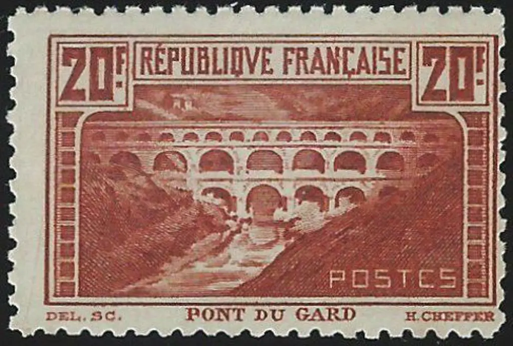 France 1929/33 20f Pont da Gard perf. 11. MUH but ... Image 1++