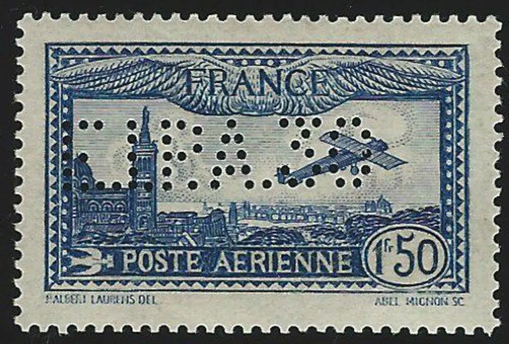 France 1930 1f50 deep blue "E.I.P.A. 30" perfin. ... Image 1++