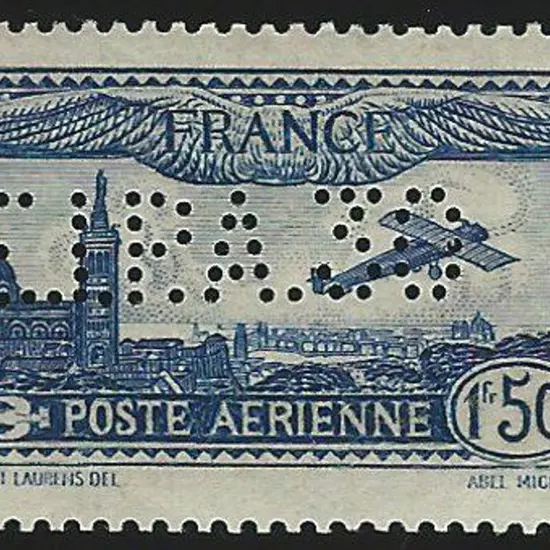 France 1930 1f50 deep blue "E.I.P.A. 30" perfin. ...