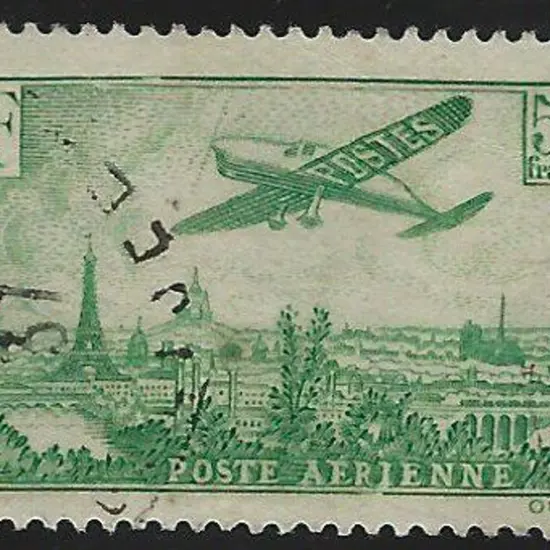 France 1936 50f emerald green Airmail with light ...