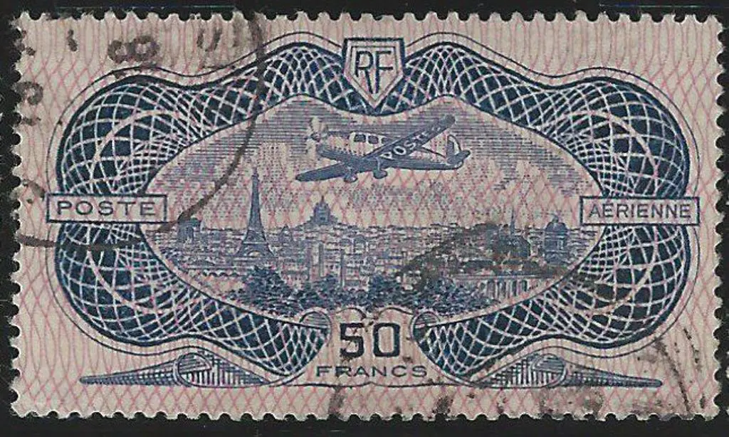 France 1936 50f "banknote" Airmail with two part ... Image 1++