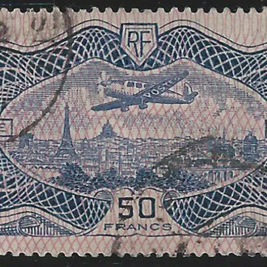 France 1936 50f "banknote" Airmail with two part ...
