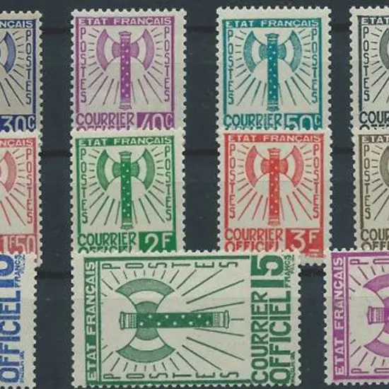 France 1943 "Courier Officiel" unissued set of 15 ...