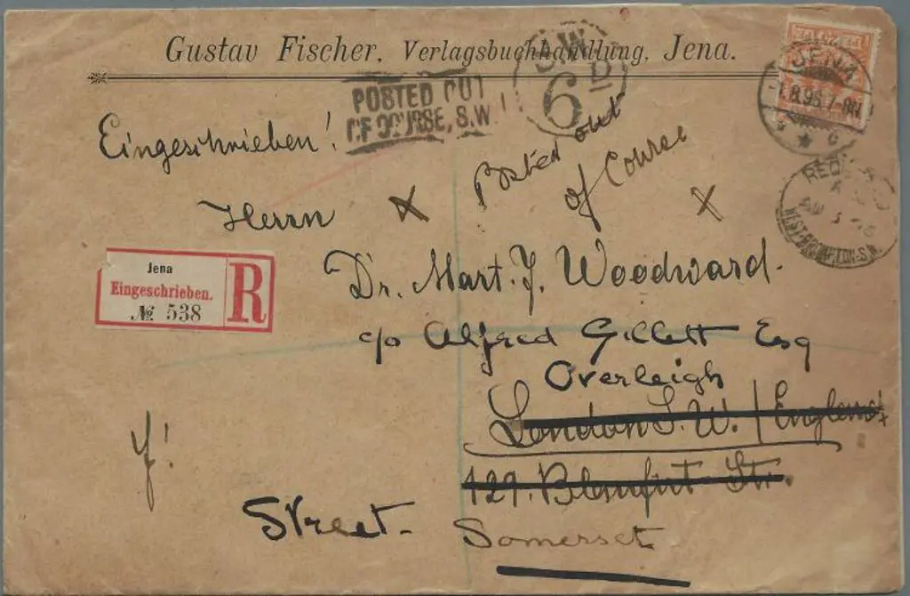 Germany 1896 registered (Jena) cover to England, ... Image 1++