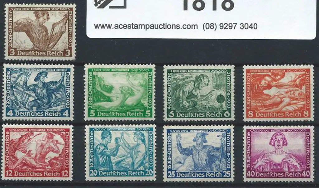 Germany 1933 Wagner Operas set of 9 MLH lightly ... Image 1++