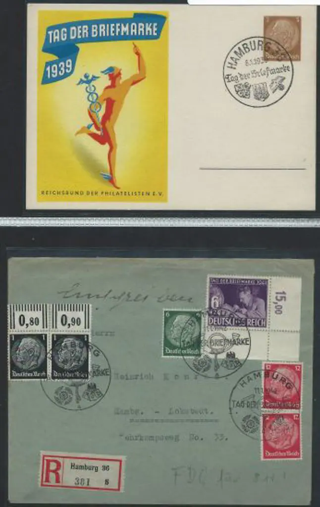 Germany 1939 & 1942 "Stamp Day" special cachets on ... Image 1++