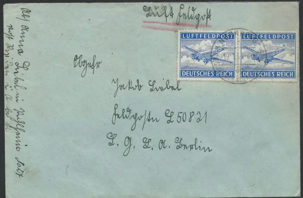 Germany 1944 (19th Jan) Fieldpost airmail cover ... Image 1++