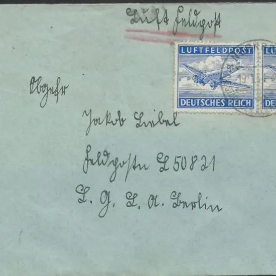 Germany 1944 (19th Jan) Fieldpost airmail cover ...