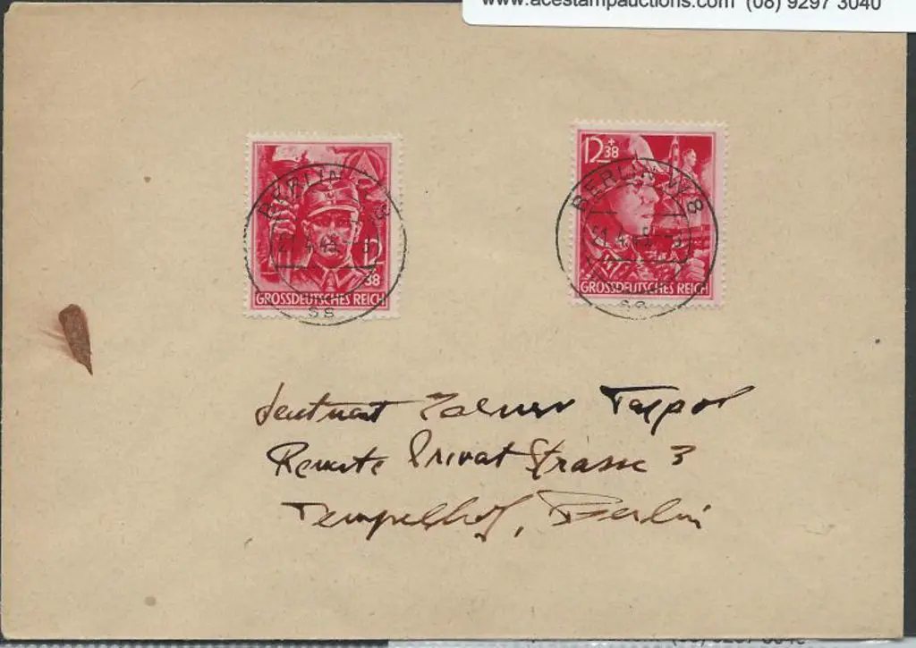 Germany - Third Reich 1945 SA/SS pair on addressed ... Image 1++