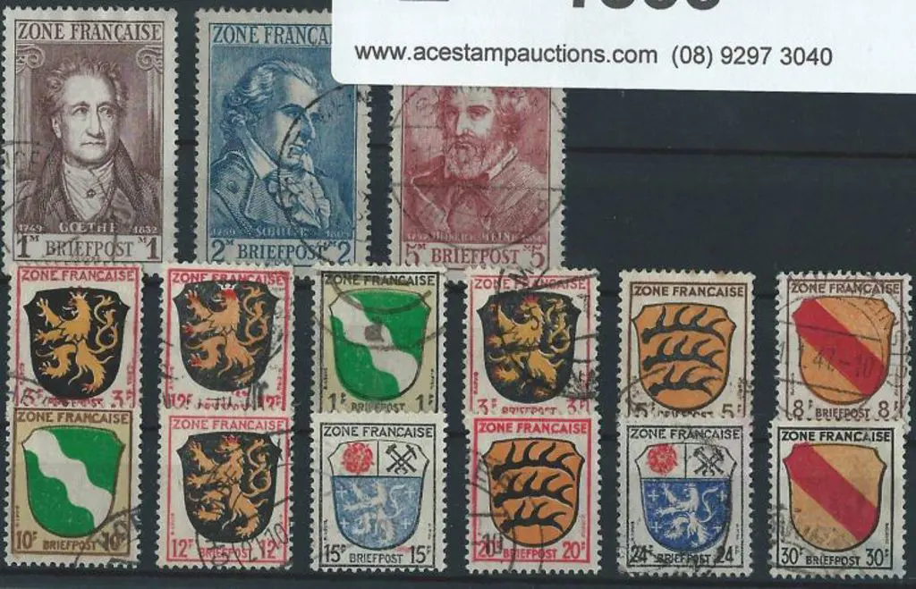 Germany-French Zone 1945 Arms & Portraits set of ... Image 1++
