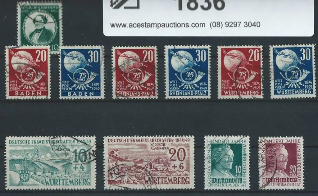 Germany-French Zone 1949 issues of Baden ... Image 1++