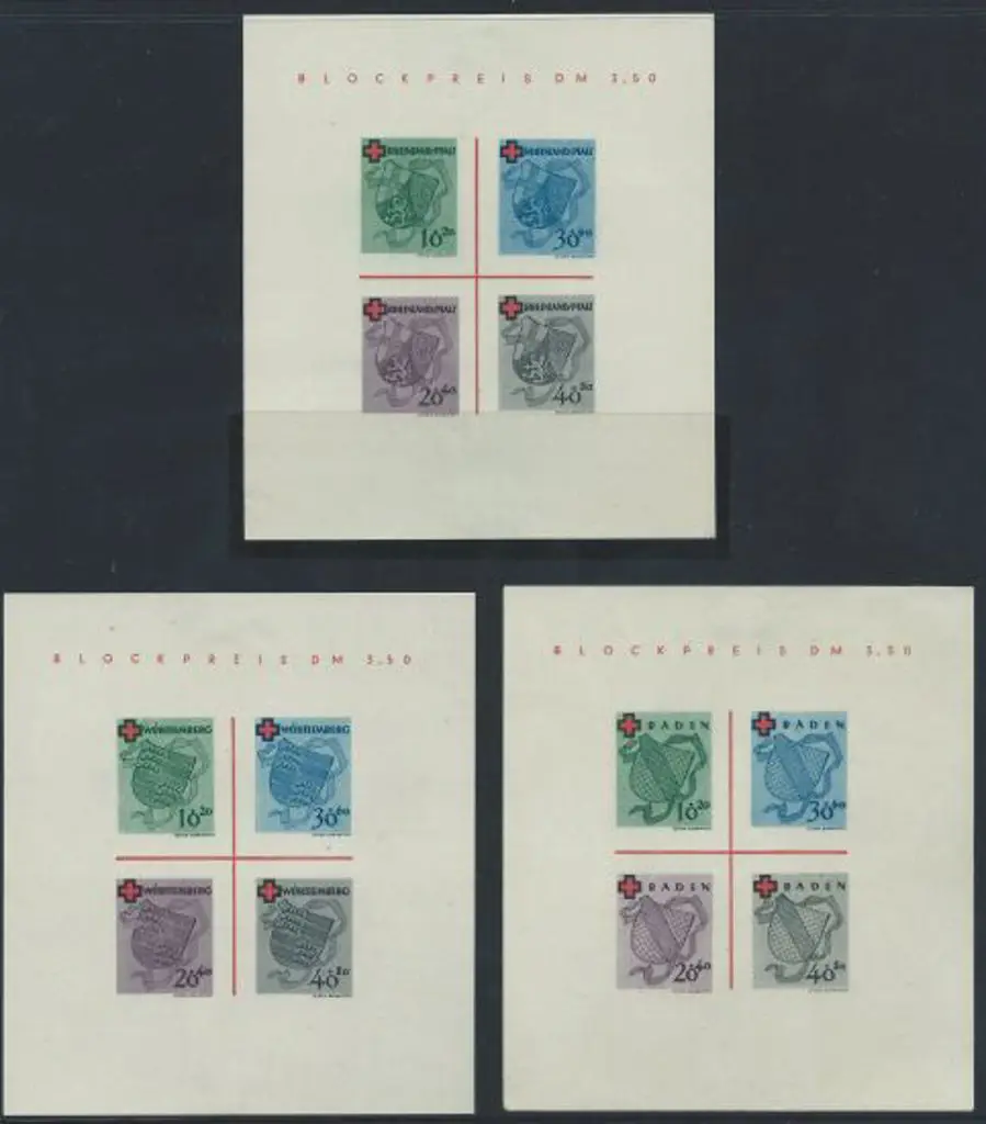 Germany-French Zone 1949 Red Cross M/S's for ... Image 1++