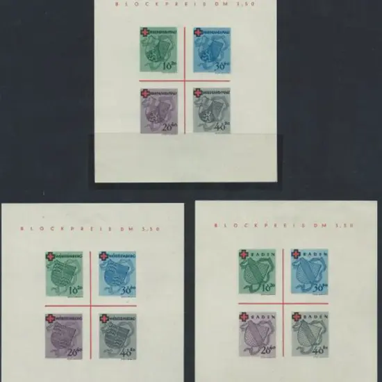 Germany-French Zone 1949 Red Cross M/S's for ...