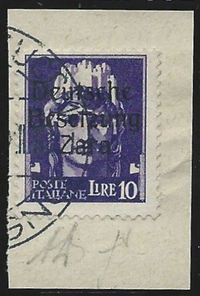 Germany-Zara 1943 10l purple of Italy overprinted ... Image 1++