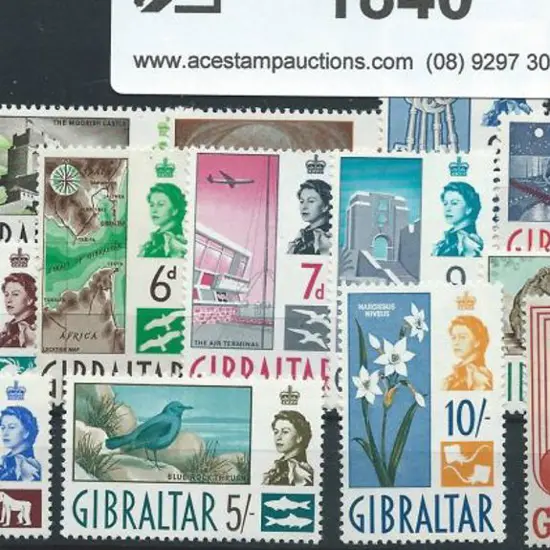Gibraltar 1960 QEII defins complete set of 14 to ...