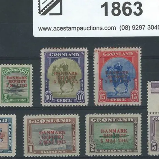Greenland 1945 Liberation ovpts set of 9 MLH (5k ...