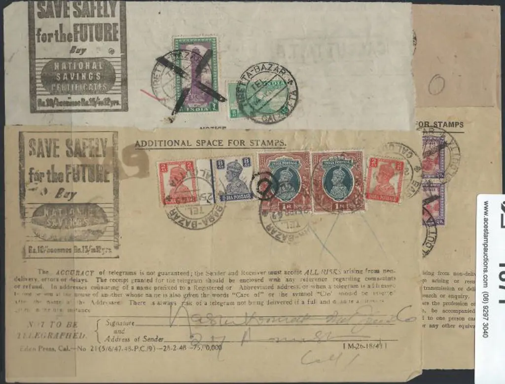 India 1949-1952 Telegrams. Variety of cds's & ... Image 1++