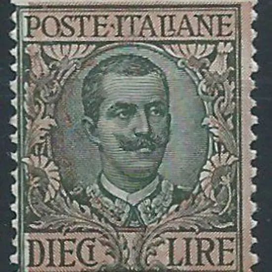Italy 1910 10 lire sage green & pale rose. MUH ...