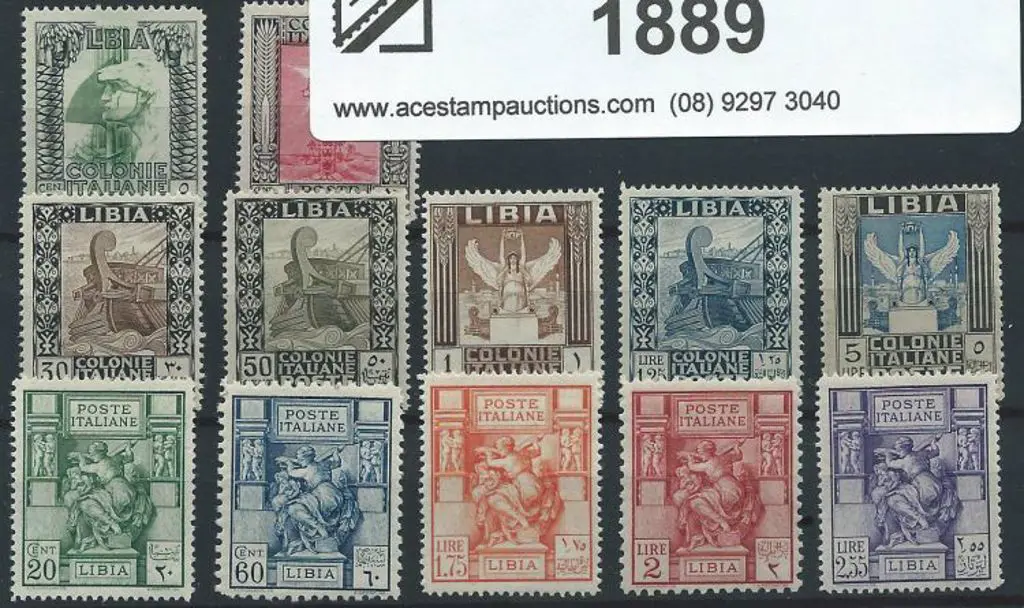 Libya 1924/31 Libyan Sibyl no wmk set (ex 40¢), ... Image 1++