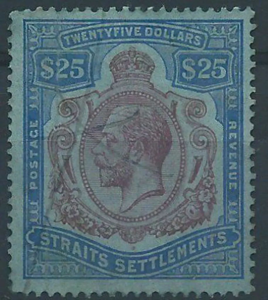 Malaya-Straits Settlements 1921/33 $25 purple & ... Image 1++