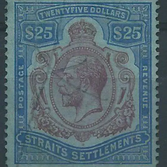 Malaya-Straits Settlements 1921/33 $25 purple & ...