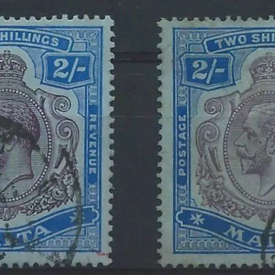 Malta 1914/21 2/- purple & bright blue/blue ...