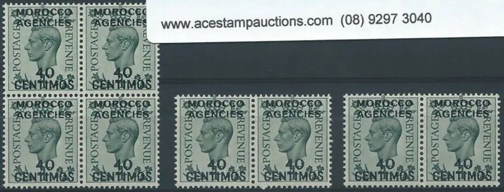 Morocco Agencies 1937 40 Centimos ovpt on 4d grey ... Image 1++