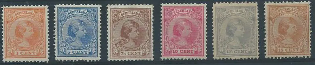 Netherlands 1876 Queen Wilhelmina "a" numbers of ... Image 1++