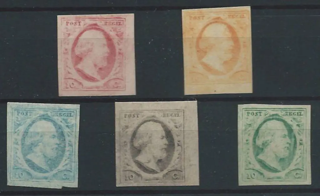 Netherlands 1894 reprints of 10¢ in 5 different ... Image 1++
