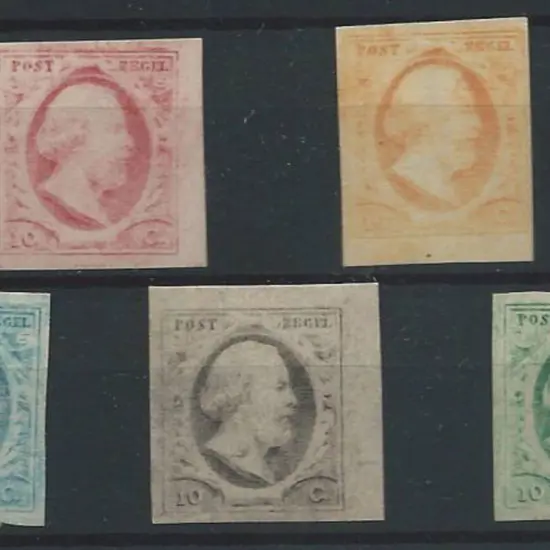 Netherlands 1894 reprints of 10¢ in 5 different ...