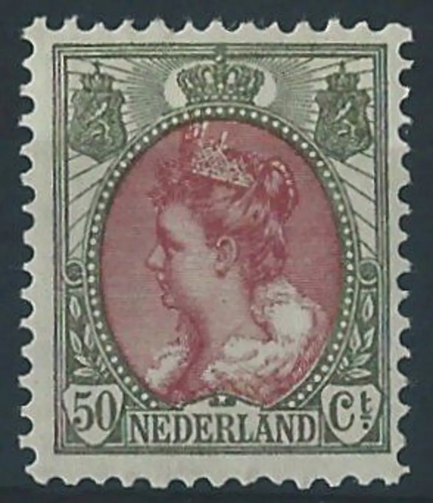 Netherlands 1898 50¢ lake & bronze green. Fine MLH ... Image 1++