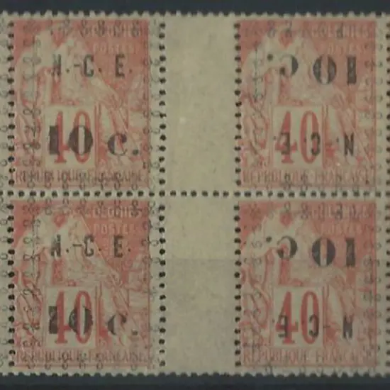New Caledonia 1891 10¢ on 40¢ perfd. MUH ...