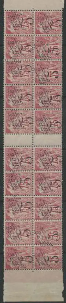 New Caledonia 1892/93 5 on 75¢ carmine/rose. MUH ... Image 1++