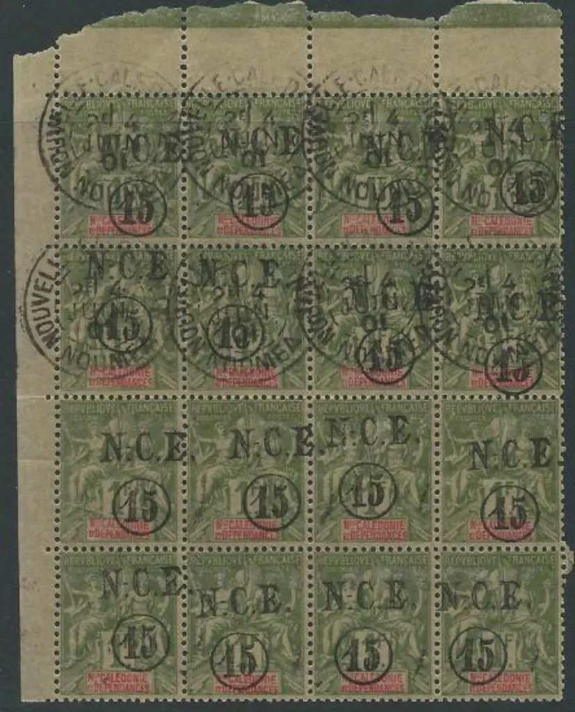 New Caledonia 1899/1901 "N.C.E. 15" ovpt on 1f ... Image 1++