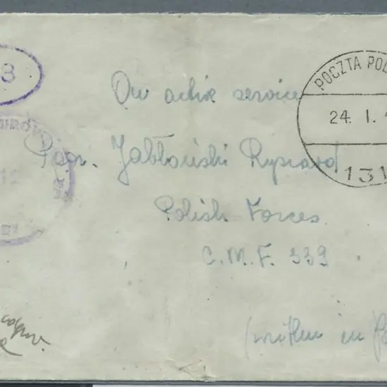 Poland 1945 (24th Jan) stampless censored cover, ...