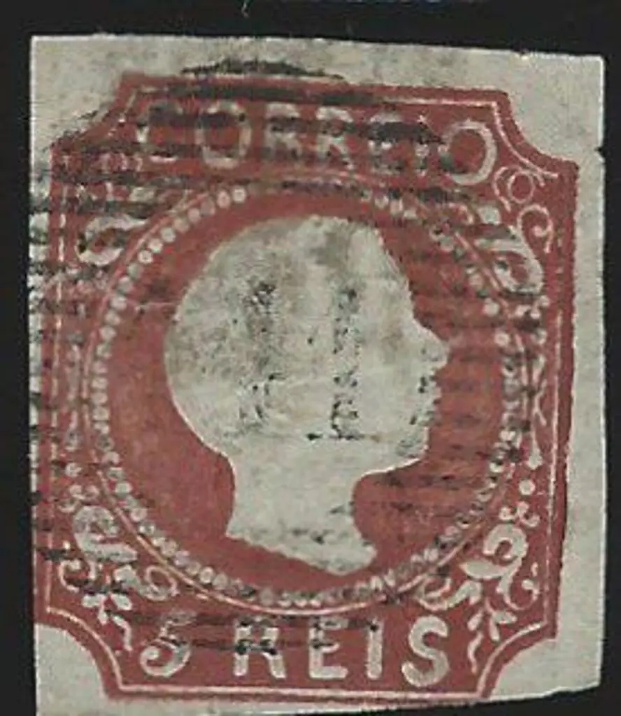 Portugal 1855 5r red brown King Pedro with ... Image 1++