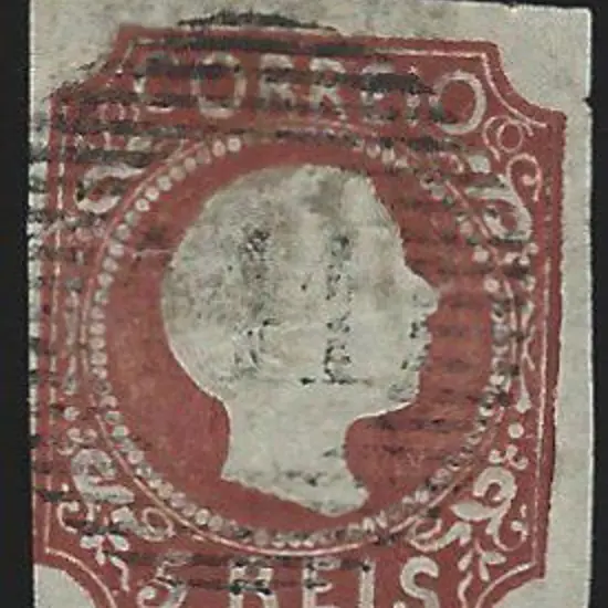 Portugal 1855 5r red brown King Pedro with ...