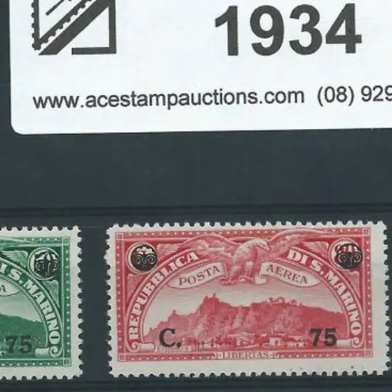 San Marino 1936 Air Provisionals. 1948 100 lire on ...
