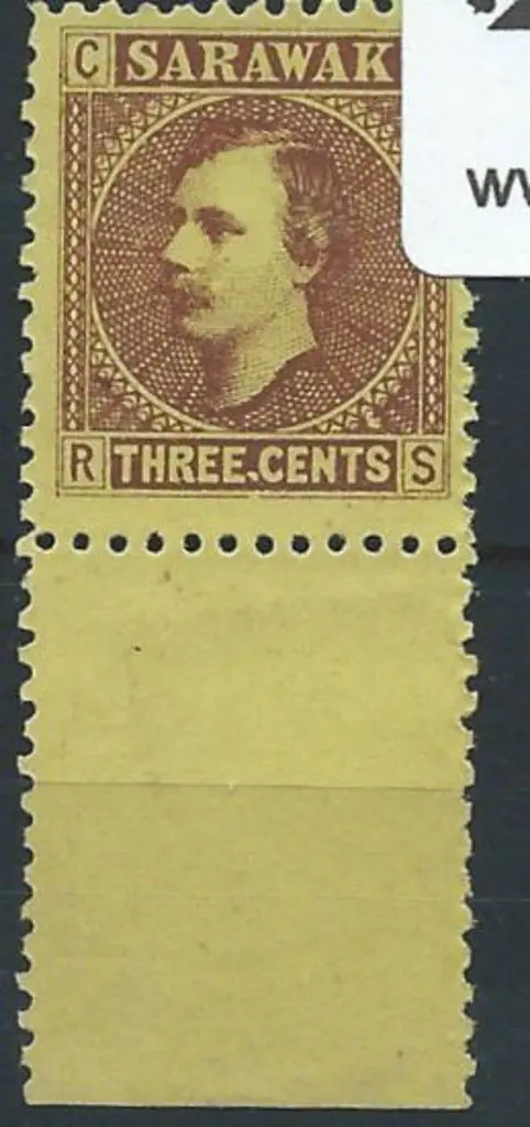 Sarawak 1871 3¢ Charles Brooke, mint without gum. ... Image 1++