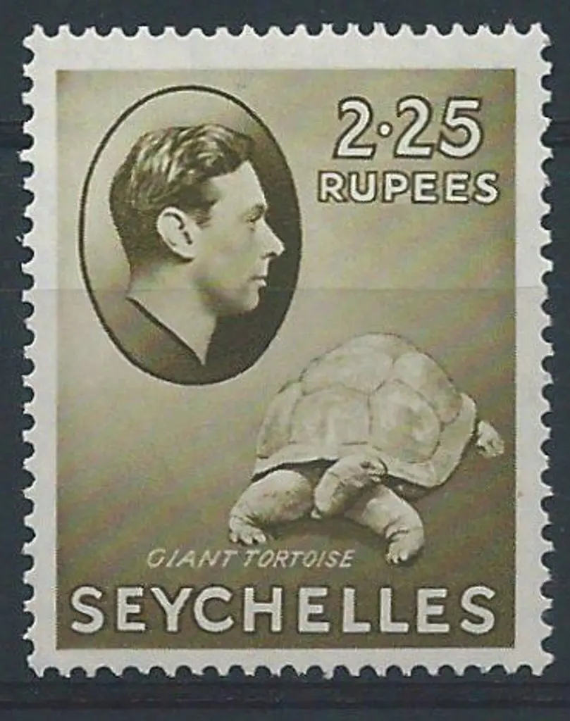 Seychelles 1942 2.25r KGVI tortoise on chalky ... Image 1++