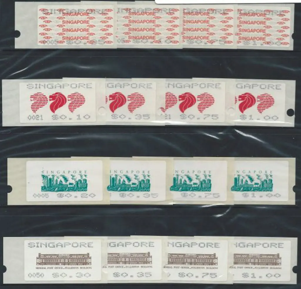 Singapore 1980's-1990's Frama type postage labels ... Image 1++