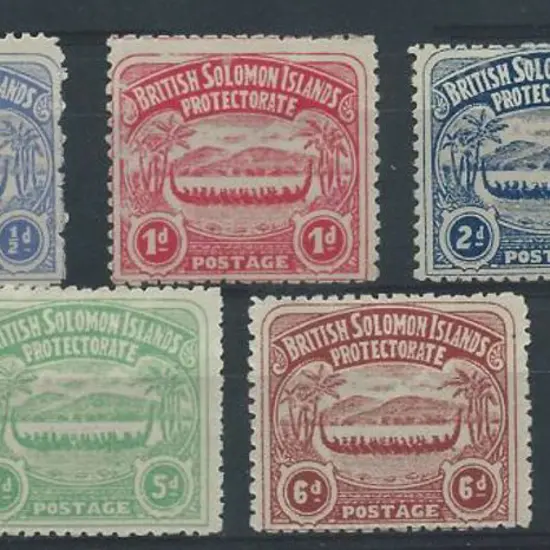 Solomon Islands 1907 "Large Canoes" set with ½d ...