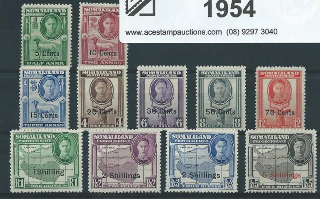 Somaliland 1951 5c to 5/- New Currency set of 11. ... Image 1++